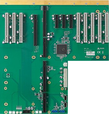 WBP-13E4. 1 PICMG CPU, 1 PCI-E x16 (with x8 bandwidth), 3 PCI-E x4, 8 PCI Slots Backplane